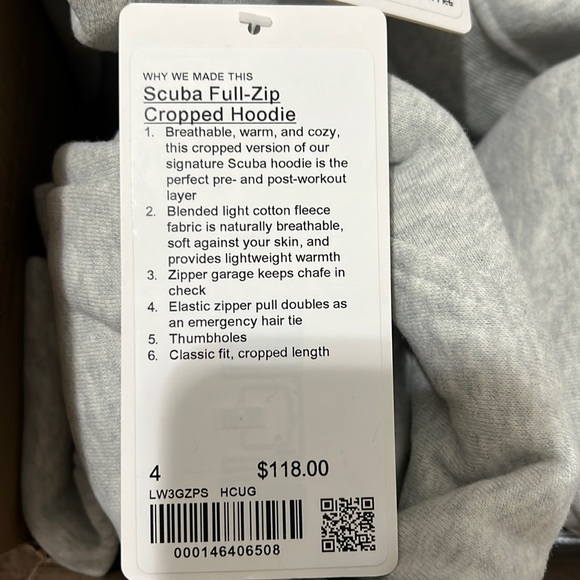 Lululemon Scuba Full Zip Cropped Hoodie Heathered Core Ultra Light Gray - Picture 2 of 5